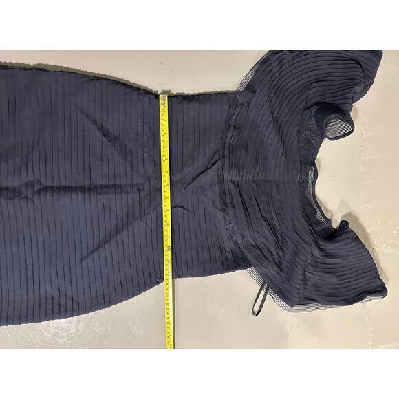 Tadashi Shoji Off the Shoulder  Navy Blue Dress Size M - Picture 6 of 8